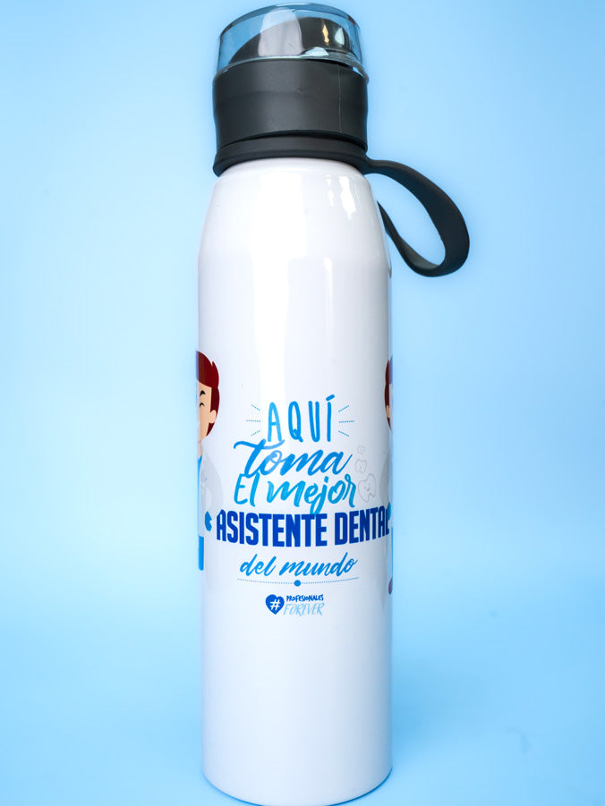 Cantimplora 650 ML "Aquí Toma el mejor Asistente Dental del Mundo" con Boquilla