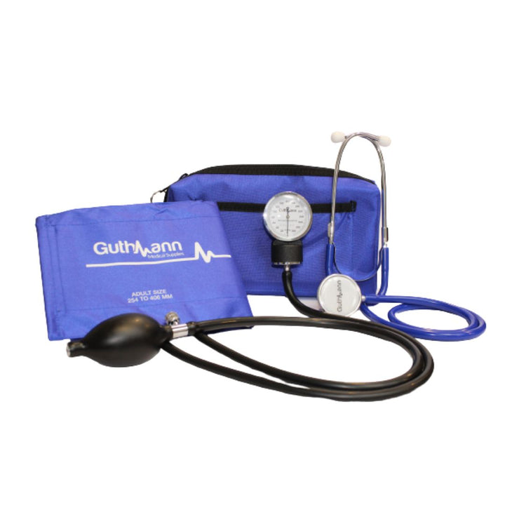 Kit de Toma Presión Aneroide más Fonendoscopio Guthmann – Adulto Azul
