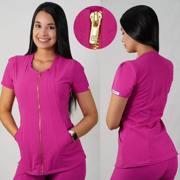Delantal Anti fluidos Con Cierre Mujer Fucsia LIRIO-13