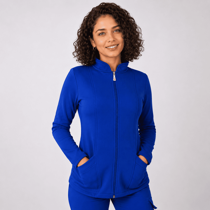 Polerón Clínico Mujer Forrado color azul rey, interior afelpado.