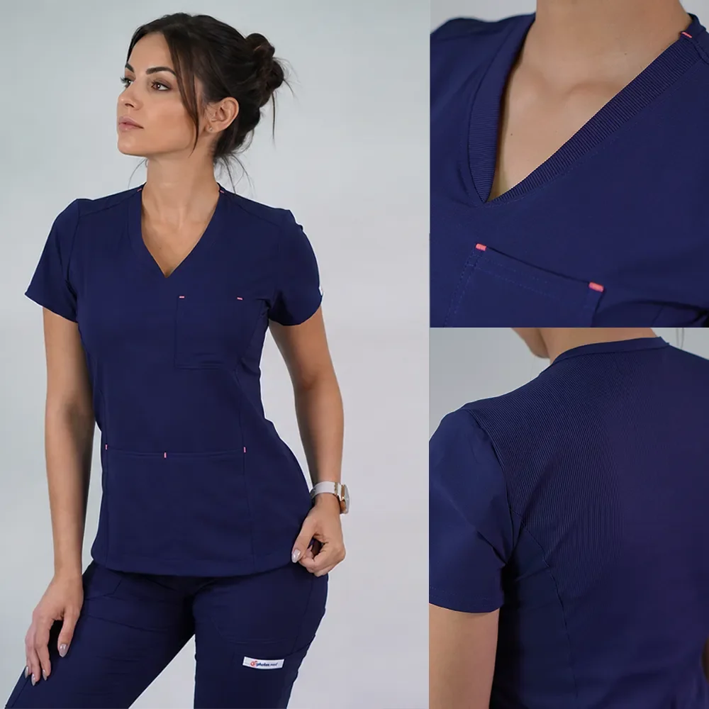 Delantal Mujer Antifluidos Violeta. Azul Marino- VIOLETA-1