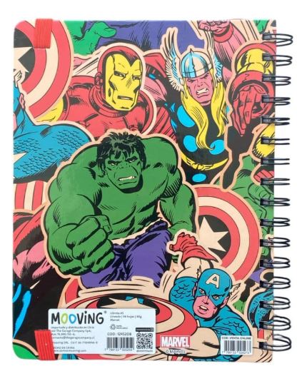LIBRETA ESPIRAL MARVEL HOJAS LINEADAS 96HJS A5