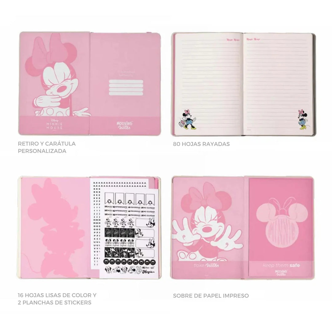 Mooving - Notes A5 Tapa Dura Rayado Minnie Mouse